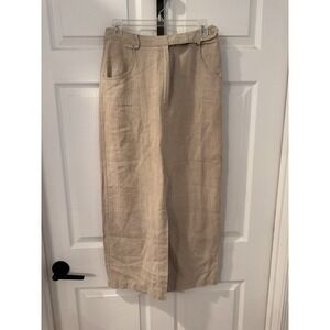 Willi Smith Long Maxi 100% Linen Skirt Size 8 Beige Tan‎ Lagenlook